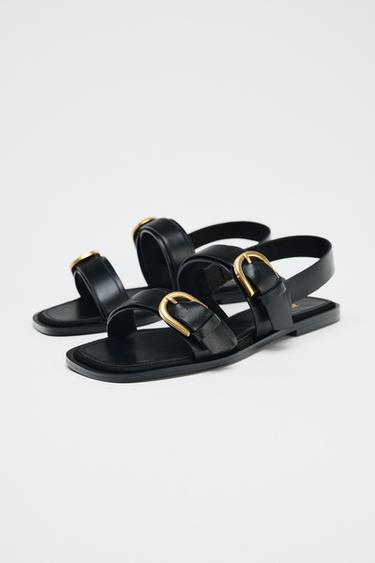SANDALES À DOUBLE BOUCLE - Noir de Zara - Image 3