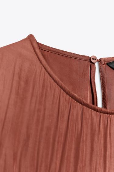 ROBE MIDI SATINÉE VOLANT DOS - MARSALA de Zara - Image 8
