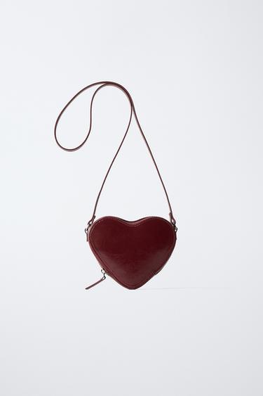 HEART CROSSBODY BAG - Burgundy Red by Zara
