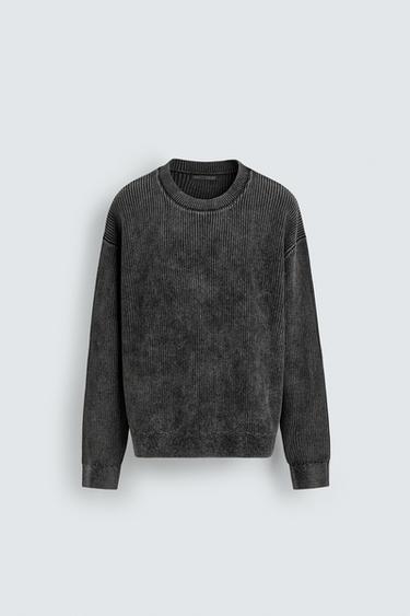 WASHED RIBBED TEXTURED JUMPER - Black by Zara