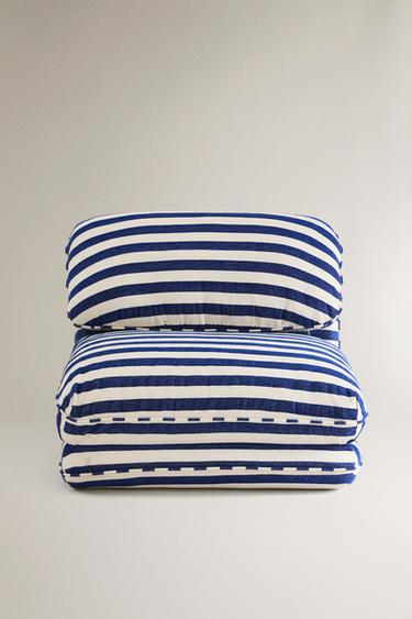 STRIPED INDIVIDUAL FOLDING ARMCHAIR - Ecru / Blue by Zara