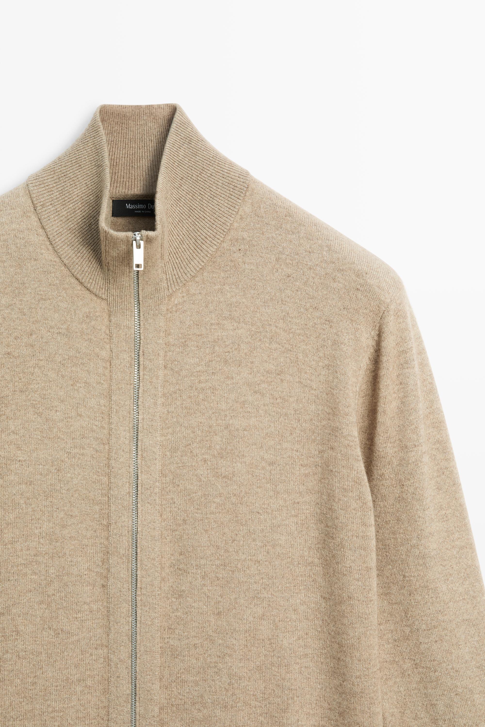 Wool blend cardigan with zip detail