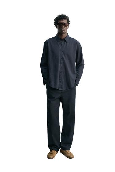 CHEMISE VOILE DE COTON - Bleu marine foncé de Zara