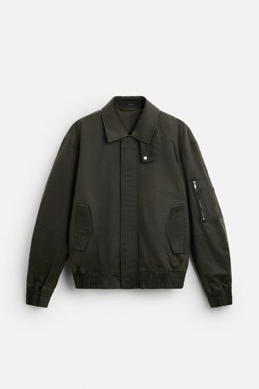 Zara 褪色塗蠟效果夾克 - 卡其色