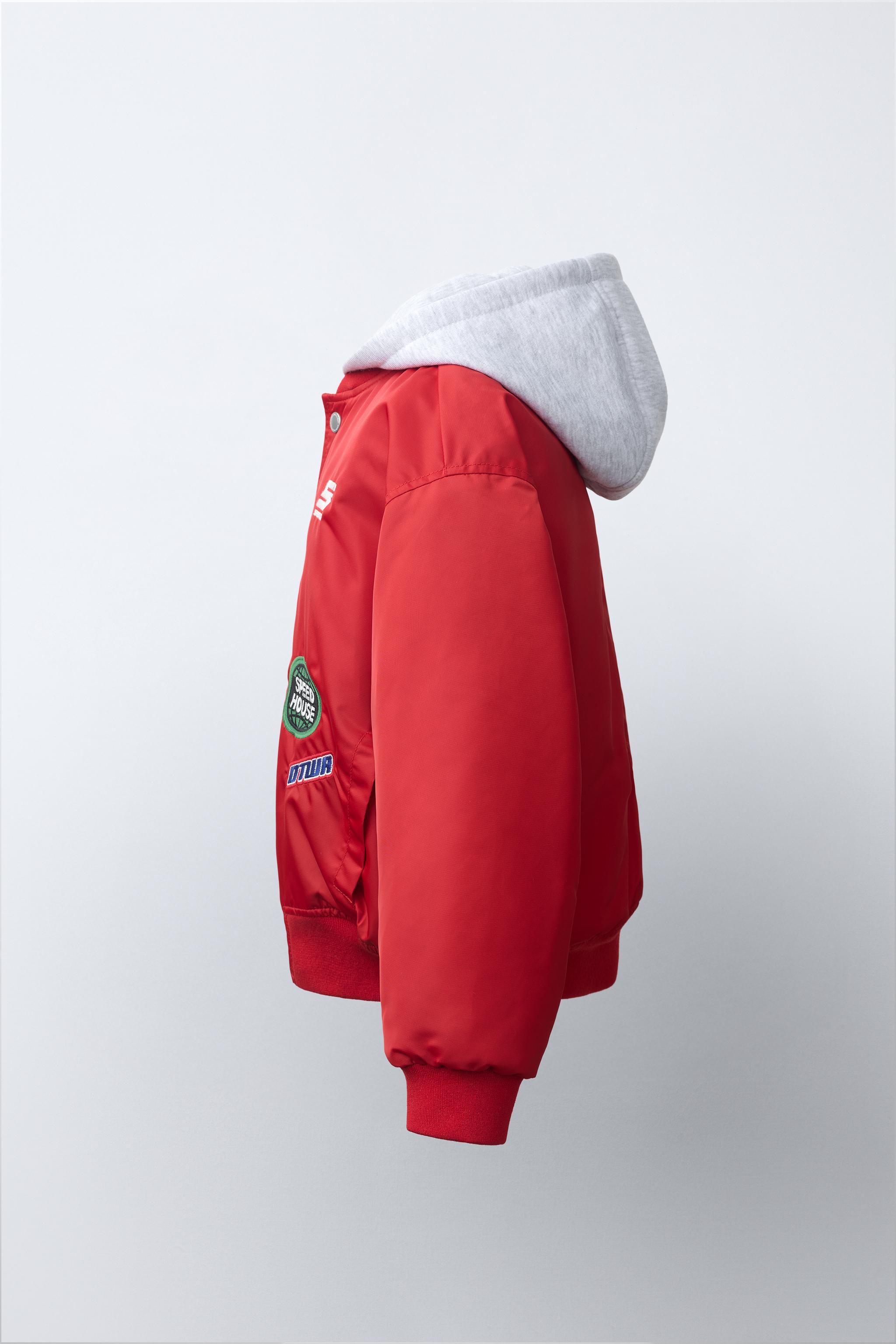 Детские куртки Zara Patch Bomber Jacket with Detachable Hood — фото 4
