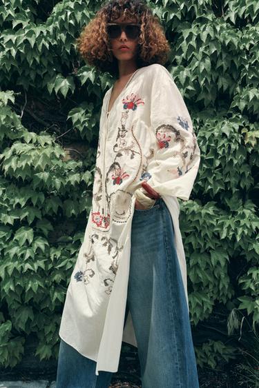 ZW COLLECTION EMBROIDERED MIDI DRESS - Ecru by Zara - Image 6