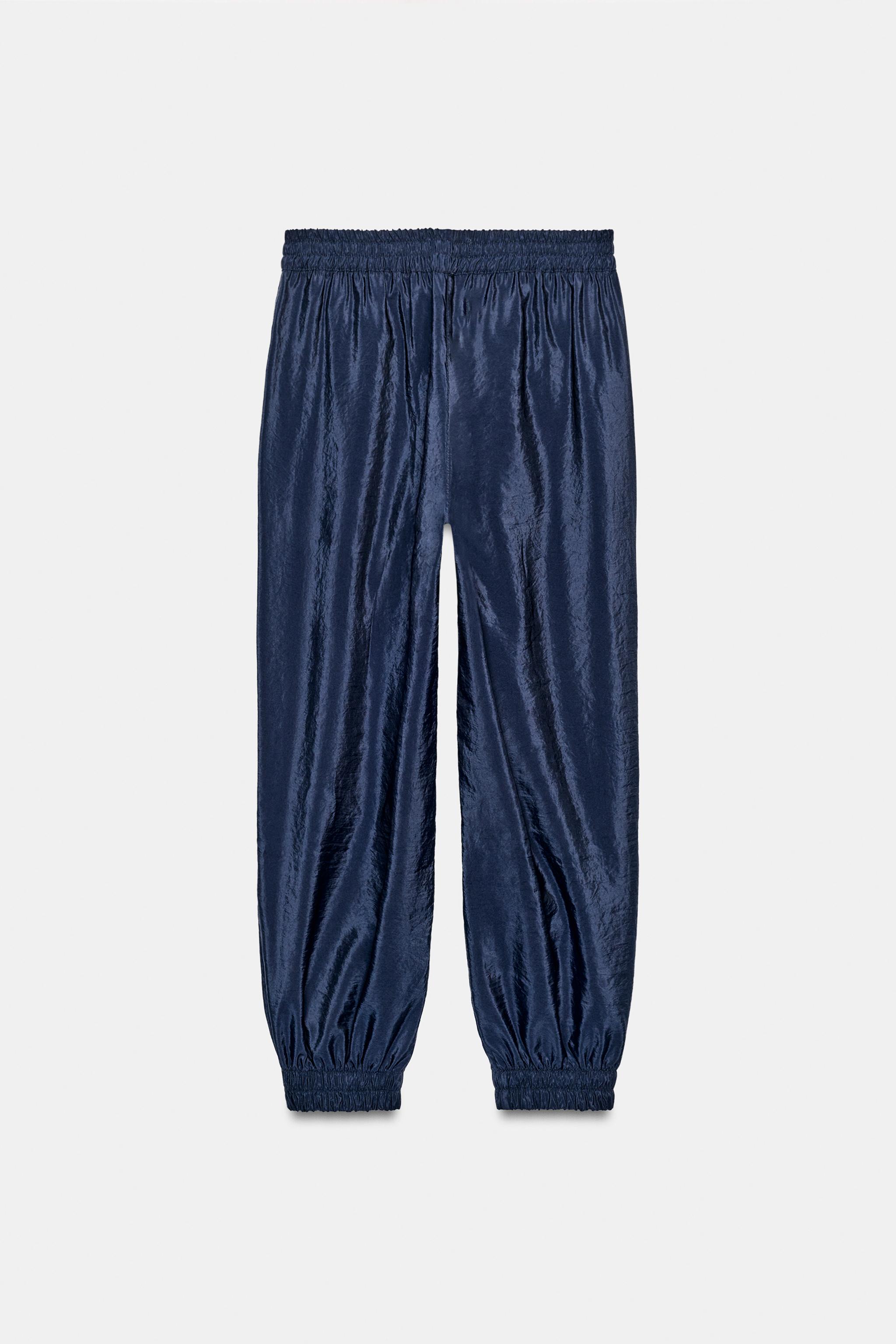 Anna⑥ SATIN CUFFED TROUSERS - Navy blue | ZARA South Africa