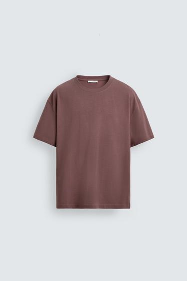 HEAVYWEIGHT REGULAR FIT T-SHIRT - Dusty mauve by Zara