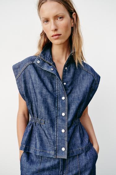 Zaras VÄST MED RESÅR I MIDJAN OCH LINNE - Indigo