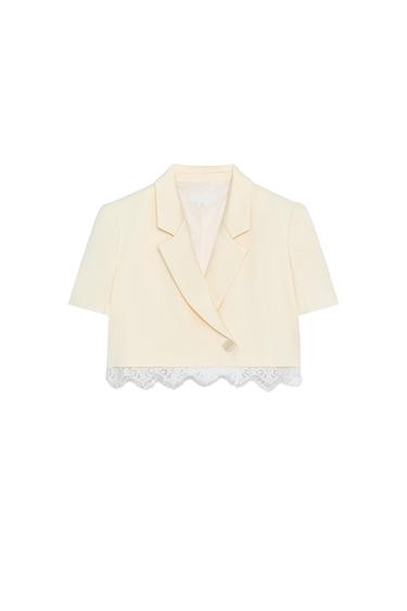 LACE TRIM CROPPED BLAZER