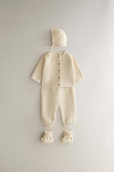 KNIT BABY FOOTED LEGGINGS - Ecru by Zara - Image 3