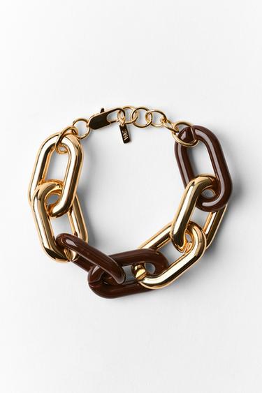 CONTRAST CHAIN LINK BRACELET - Golden by Zara
