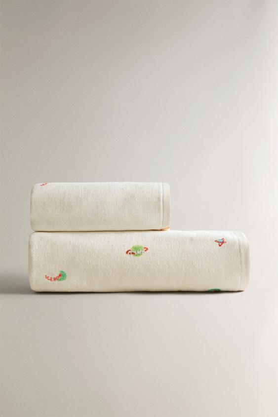 SERVIETTE DE BAIN ENFANT PLANÈTES - Blanc cassé de Zara - Image 1