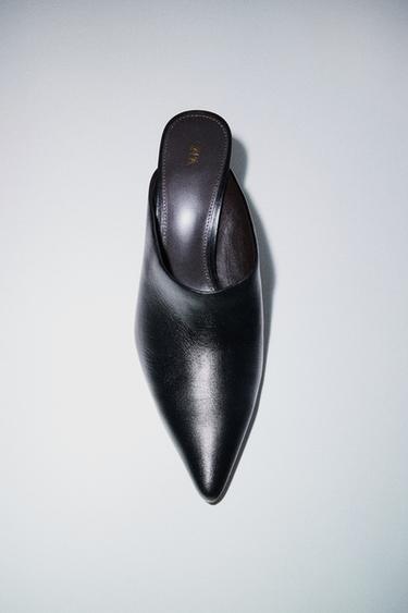ZAPATO TACÓN DESTALONADO PIEL - Negro de Zara