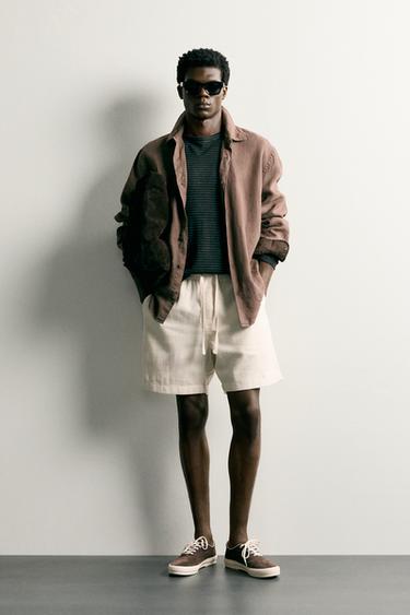 TEXTURED REGULAR FIT BERMUDA SHORTS - Light beige by Zara - Image 0