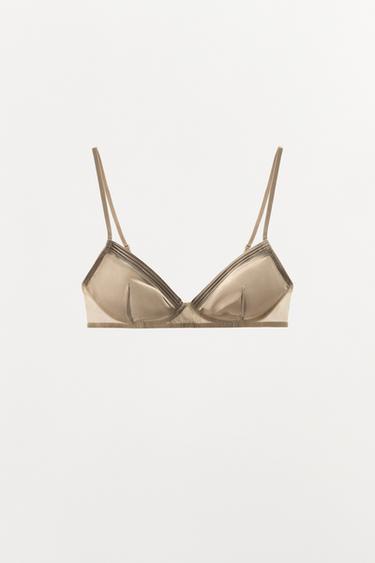 새틴 플리츠 브라렛 - Zara 펄 / 베이지