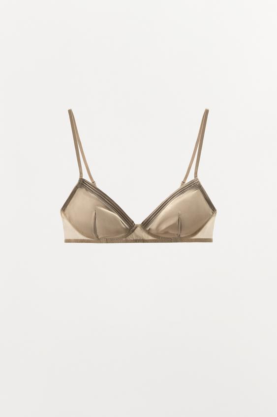 PLEATED SATIN EFFECT BRALETTE
