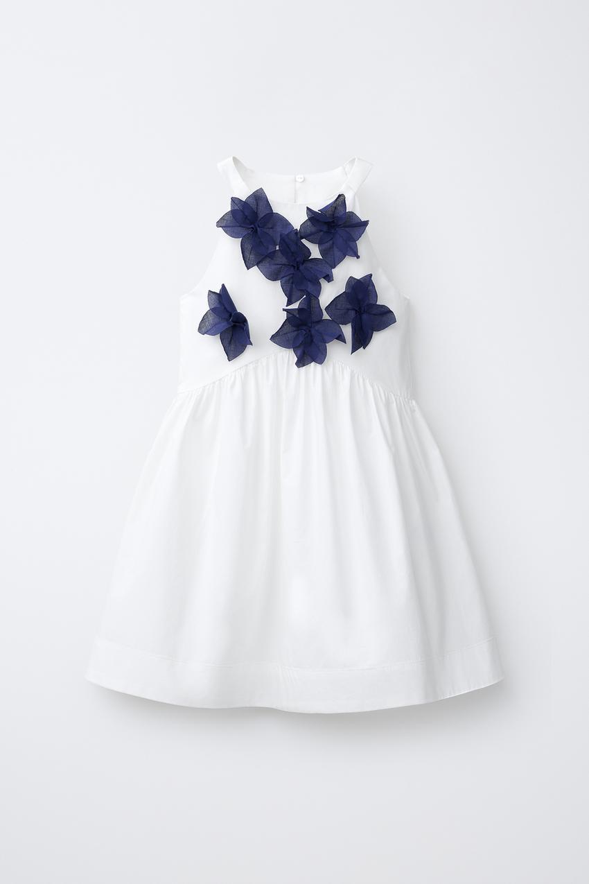 white christmas dresses Joie Puff Sleeve Shirred Dress Floral Print White/Blue main image 0