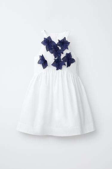 ROBE À FLEURS ET PLASTRON - Blanc de Zara - Image 0