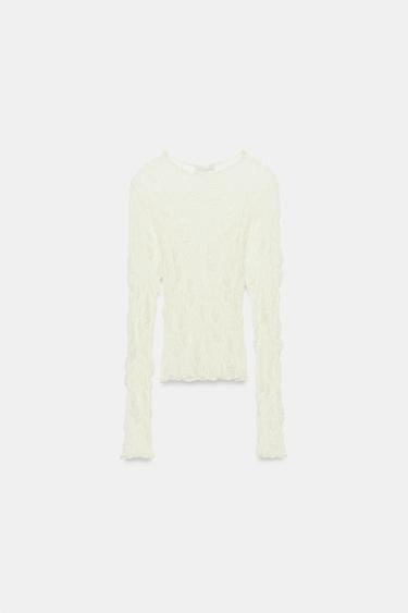 TOP DE RENDA - Branco-marfim da Zara - Imagem 0