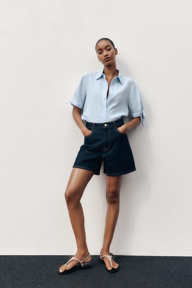 CALÇÕES Z1975 MOM FIT CINTURA SUBIDA - Azul da Zara