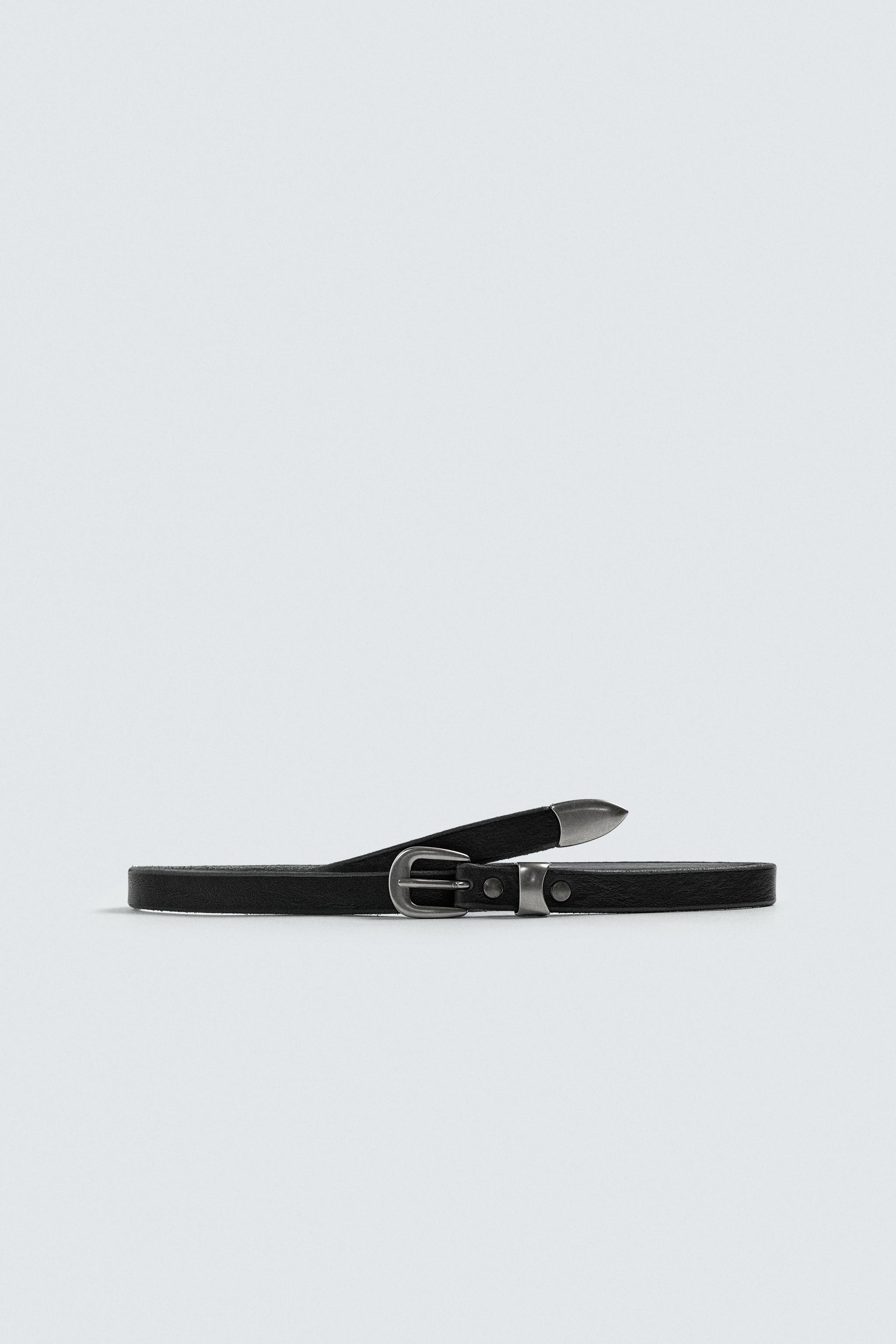VINTAGE EFFECT LEATHER BELT - Black | ZARA United States