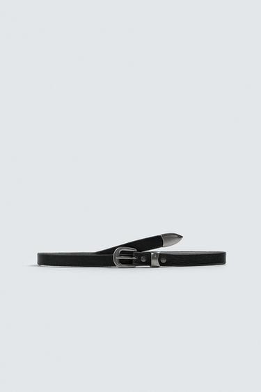 CINTURÓN PIEL EFECTO VINTAGE - Negro de Zara