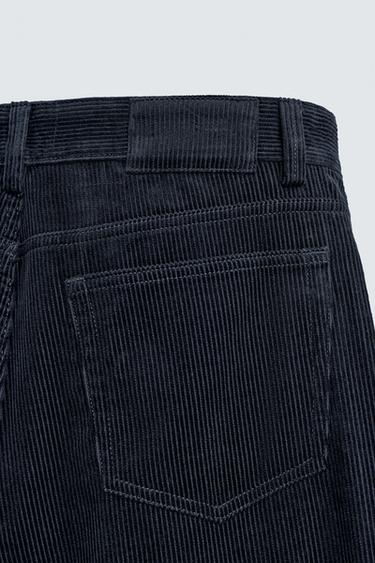REGULAR FIT CORDUROY TROUSERS - Navy blue by Zara