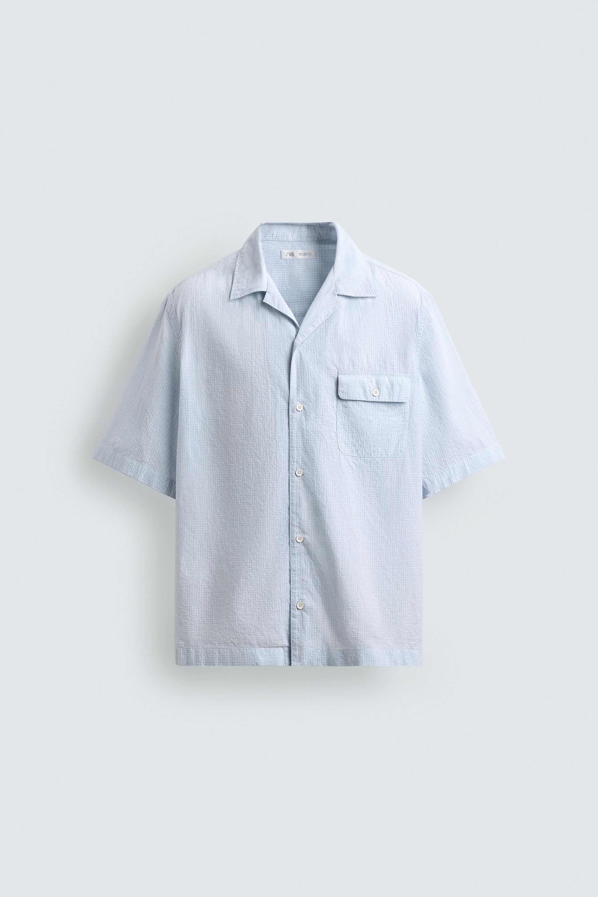 TEXTURED CHECK SHIRT - Blue/White | ZARA Singapore