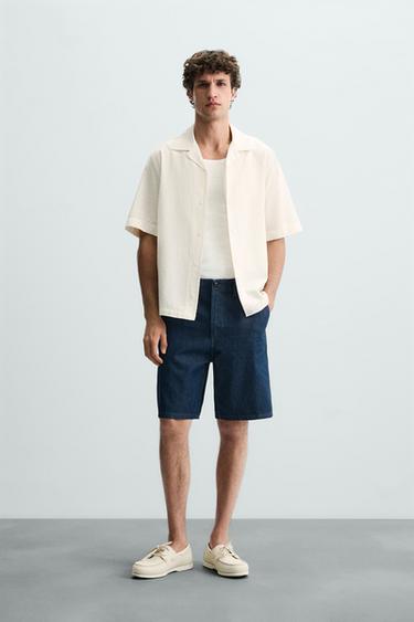 CAMISA RAYAS TEXTURA - Beige de Zara - Imagen 0
