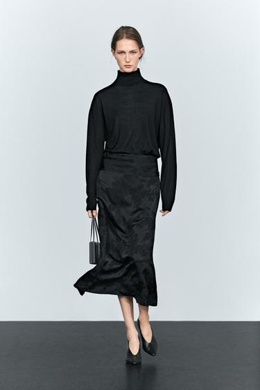 Straight midi skirt with sash — Black 1