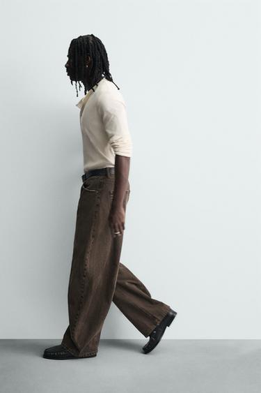 PANTALON BARREL FIT DÉLAVÉ - Marron de Zara - Image 5