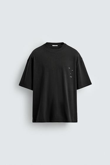 T-SHIRT À IMPRIMÉ ANNEAUX - Noir de Zara - Image 6