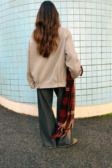 JACQUARD CHECK SCARF - GARNET by Zara - Image 2