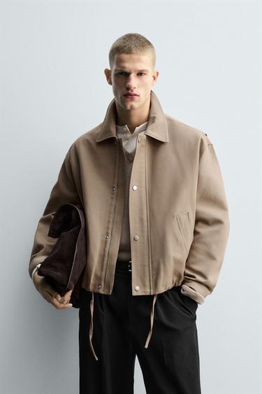 CROPPED FIT JACKET - camel by Zara