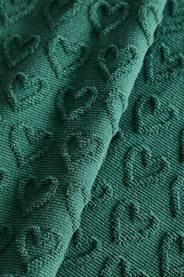 TORCHON DE CUISINE COTON ÉPONGE CŒURS NOËL - Vert de Zara - Image 2