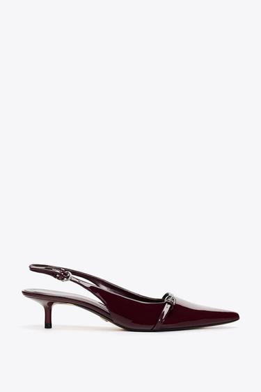BUCKLE SLINGBACK SHOES - Burgundy Red by Zara