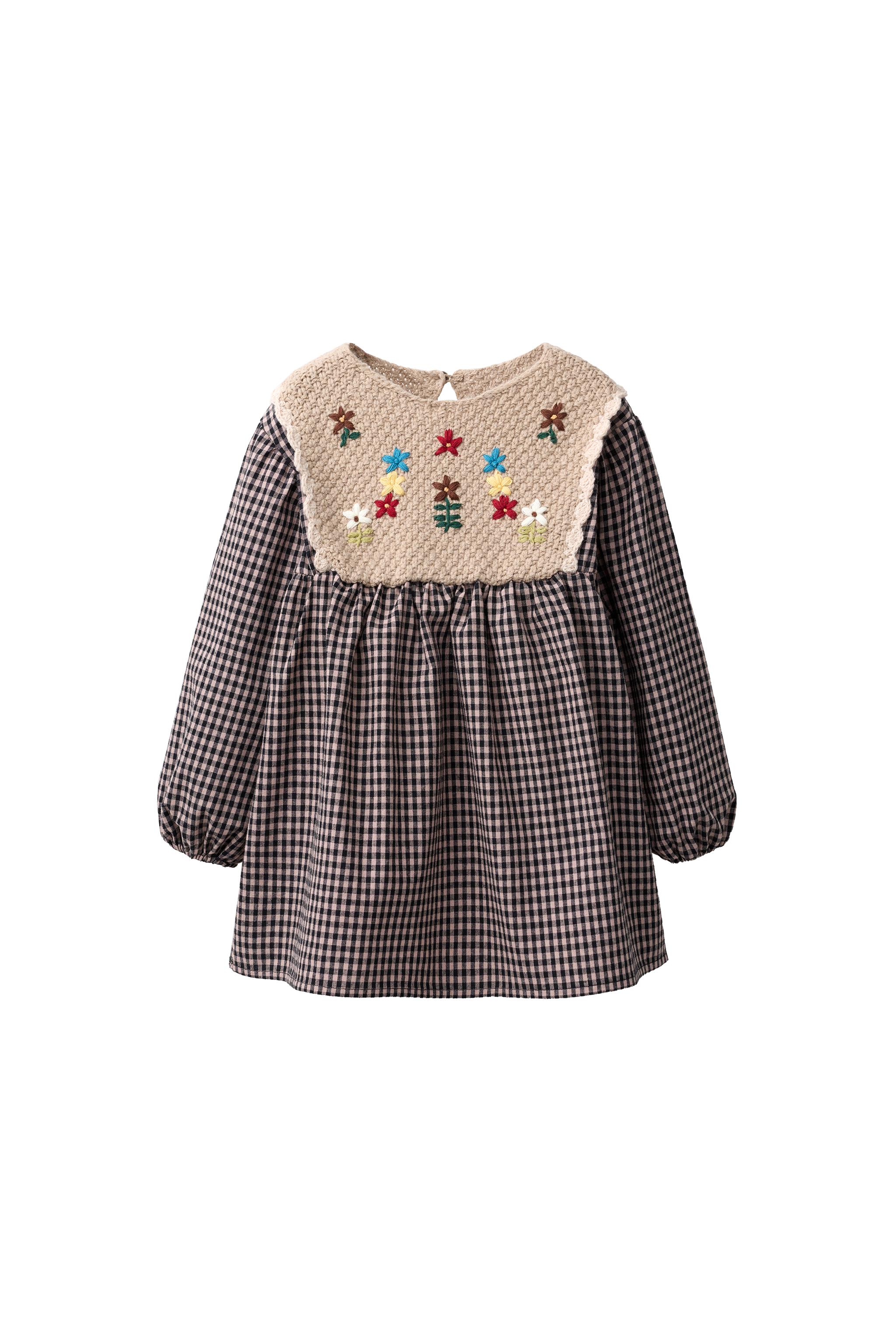 チェック柄コントラストニットワンピース - ブラウン | ZARA Japan / 日本