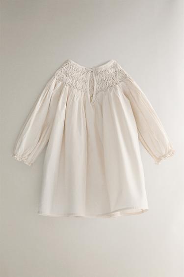 CHILDREN'S SMOCKED DRESS - Cream by Zara - Image 4