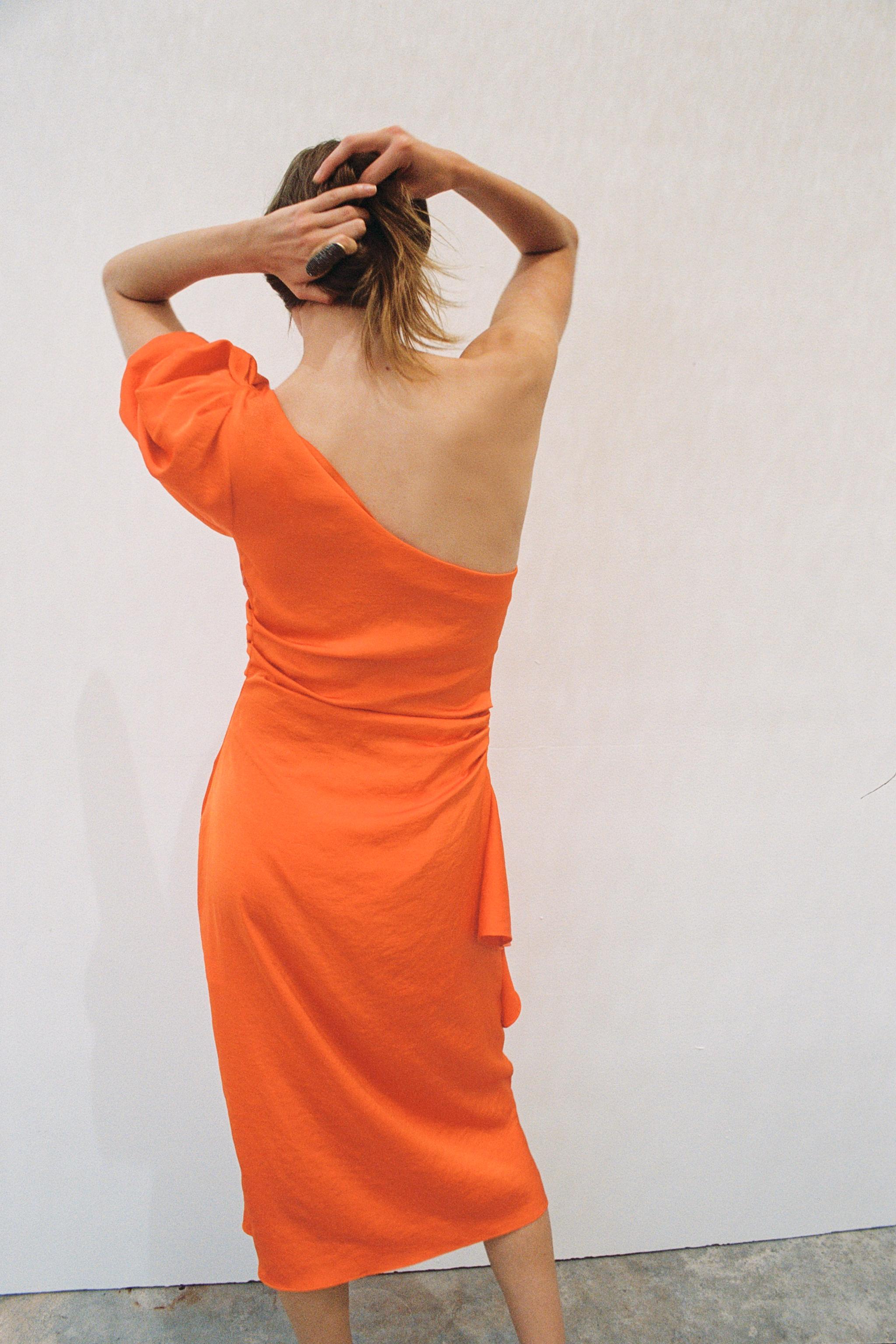 ASYMMETRIC SATIN MIDI DRESS