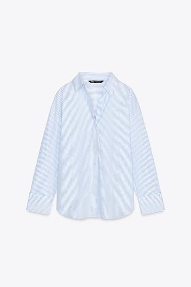 STRIPED POPLIN SHIRT WITH METALLIC THREAD -  by Zara - Image 2
