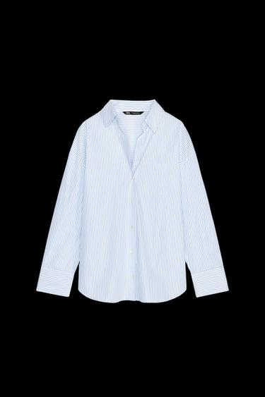Zara METALLIC THREAD STRIPED POPLIN SHIRT - 975 - Image 0