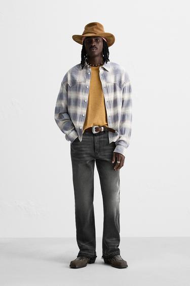 TEXTURED CHECK SHIRT - Blue by Zara - Image 0