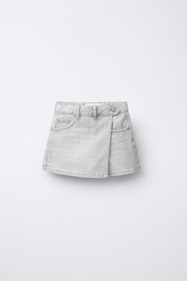JUPE-SHORT EN JEAN - Gris clair de Zara