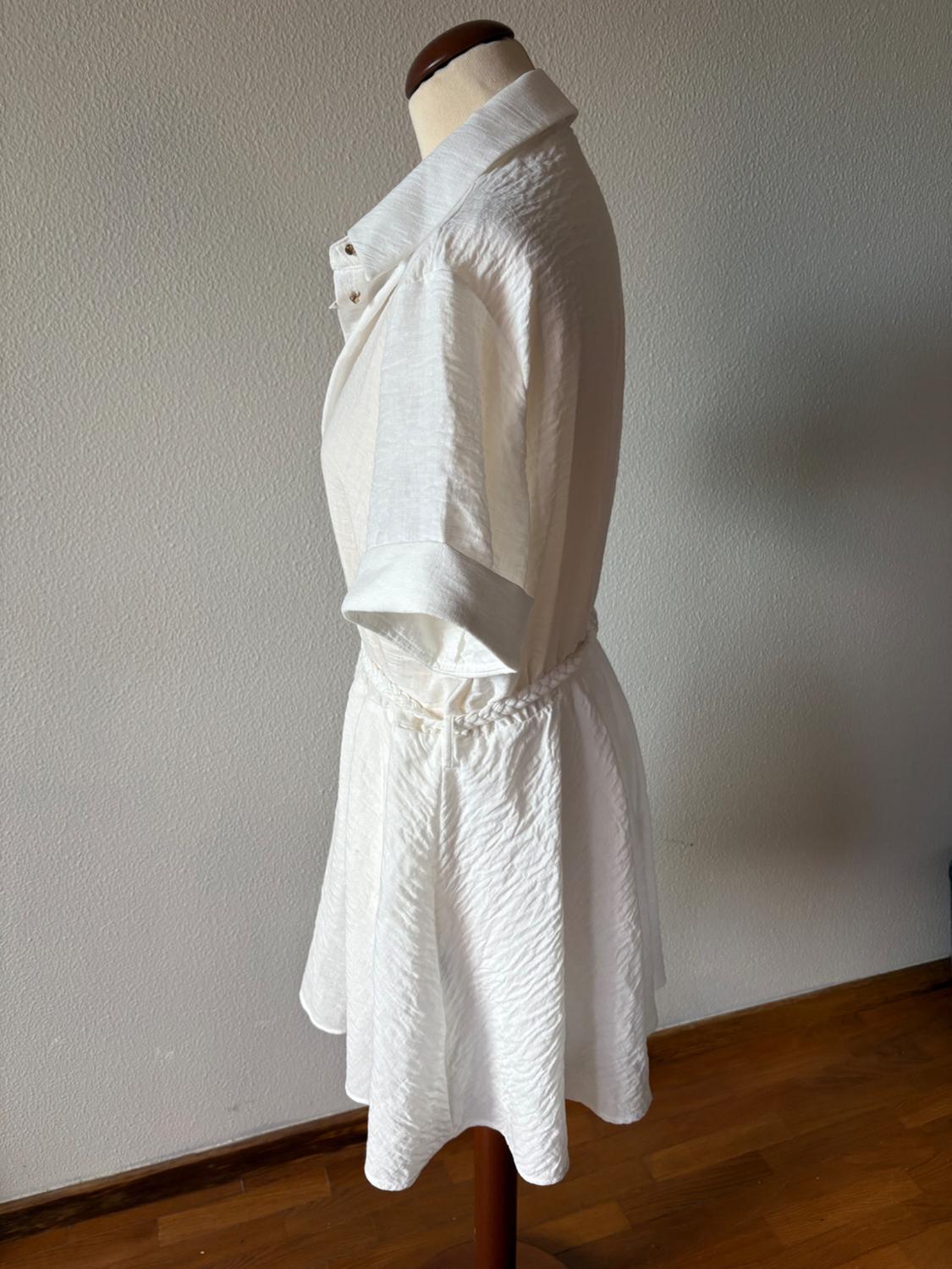 SHIRT DRESS WITH BRAIDED BELT - Image 2