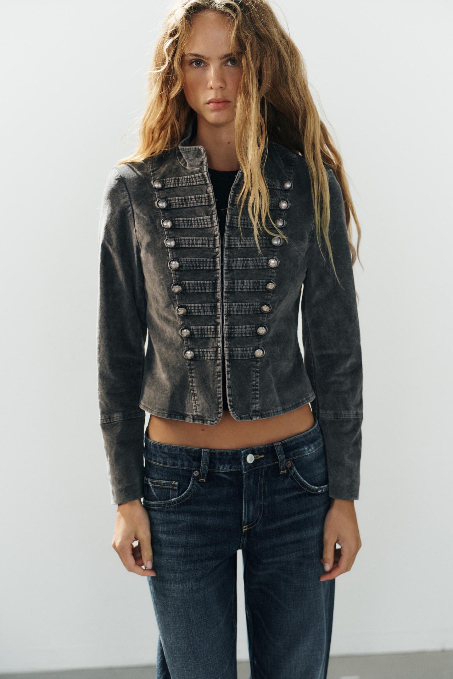 Женская куртка Zara Fitted Velvet, цвет: Серый — фото 2