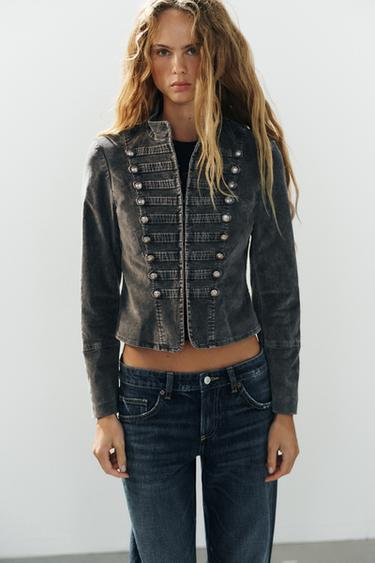 FITTED VELVET JACKET — Gray 1