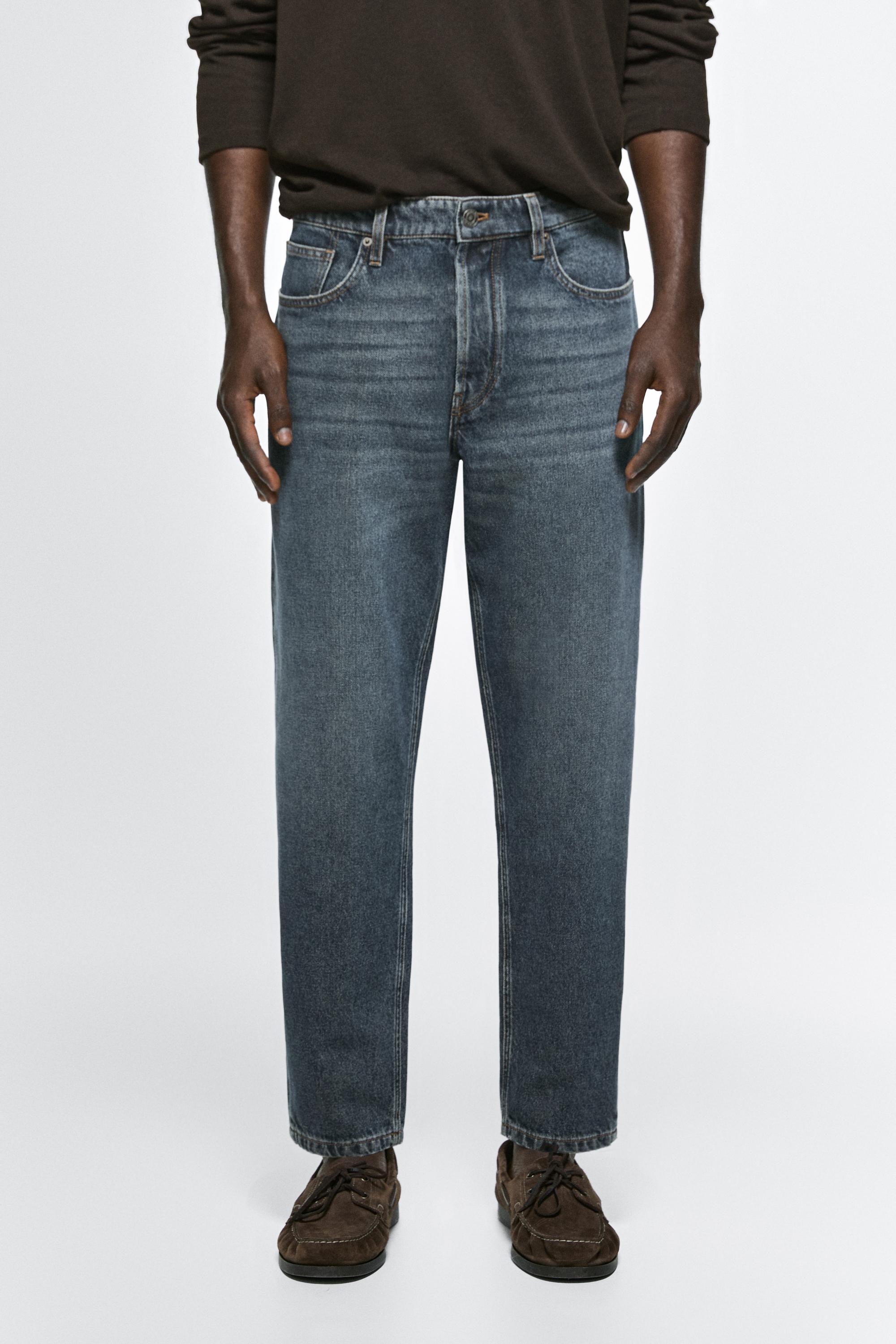 Slim fit cropped jeans — Mid-blue