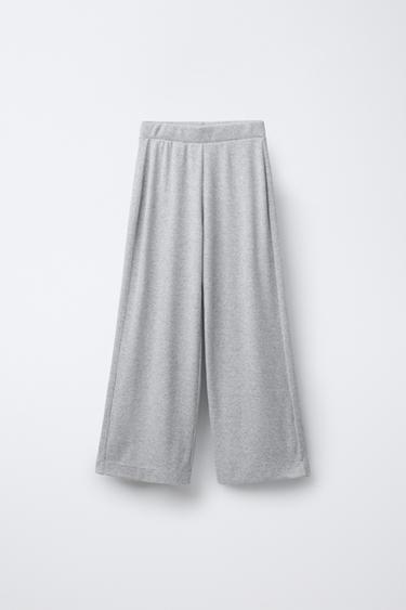 Zara SOFT TOUCH WIDE LEG PANTS - Gray marl