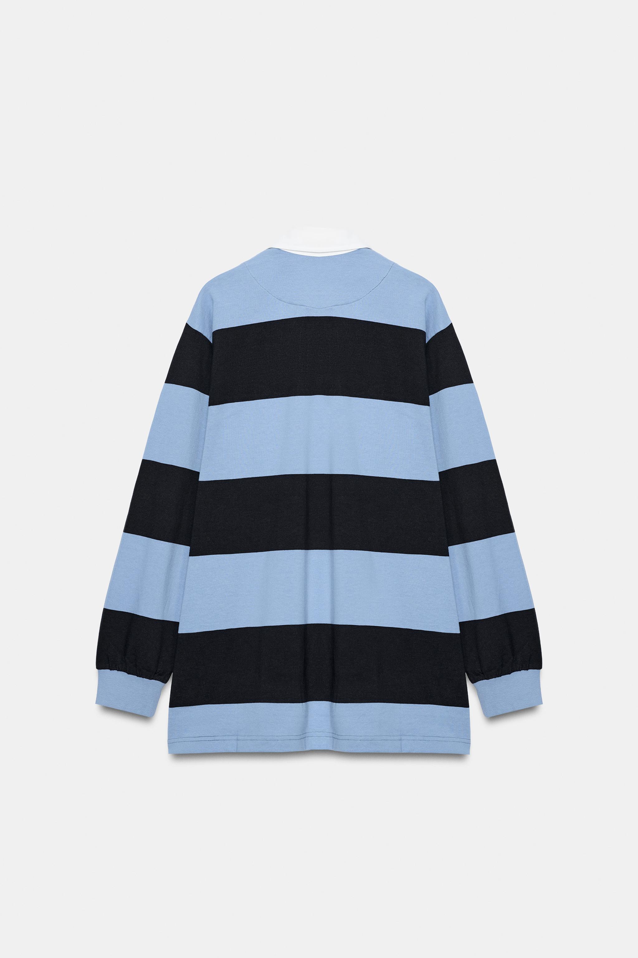 Zara KONTRAST YAKALI ÇİZGİLİ POLO T-SHIRT görsel 7